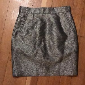 H&M gold metallic pencil skirt